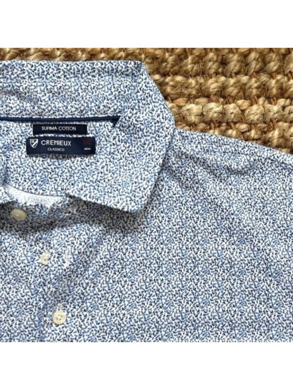 Daniel Cremieux Men’s Blue Micro-Print Supima Cotton Shirt XXL White